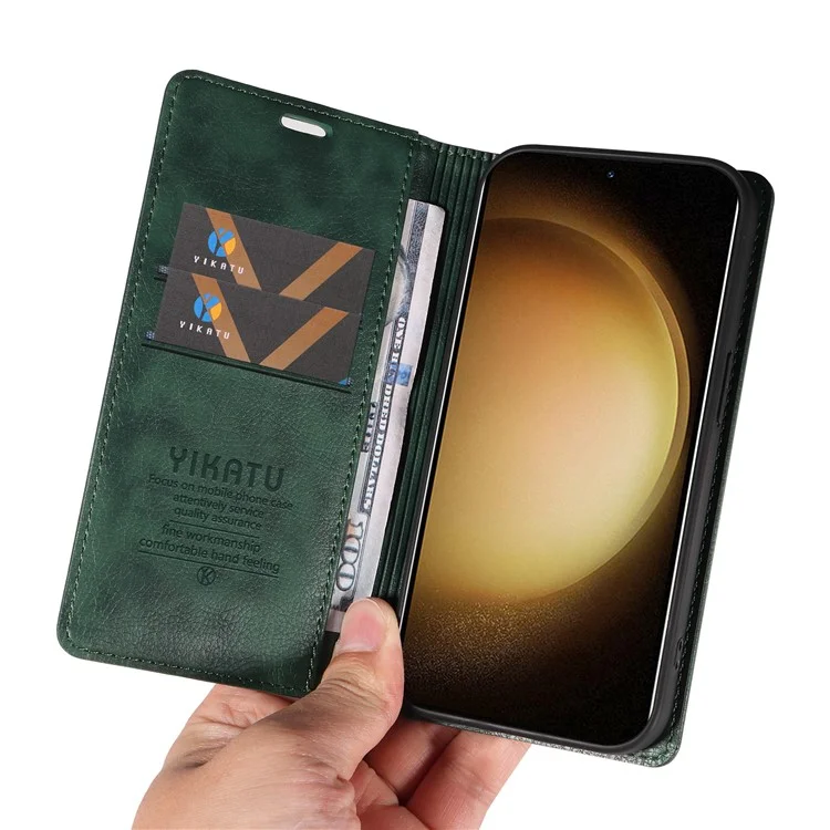 YIKATU YK-006 Custodia per Samsung Galaxy S23 a prova di caduta, in pelle con supporto a portafoglio - Verde