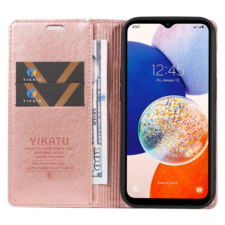 YIKATU YK-006 Für Samsung Galaxy A54 5G Hülle Magnetischer Verschluss Lederhülle mit Ständer - Roségold
