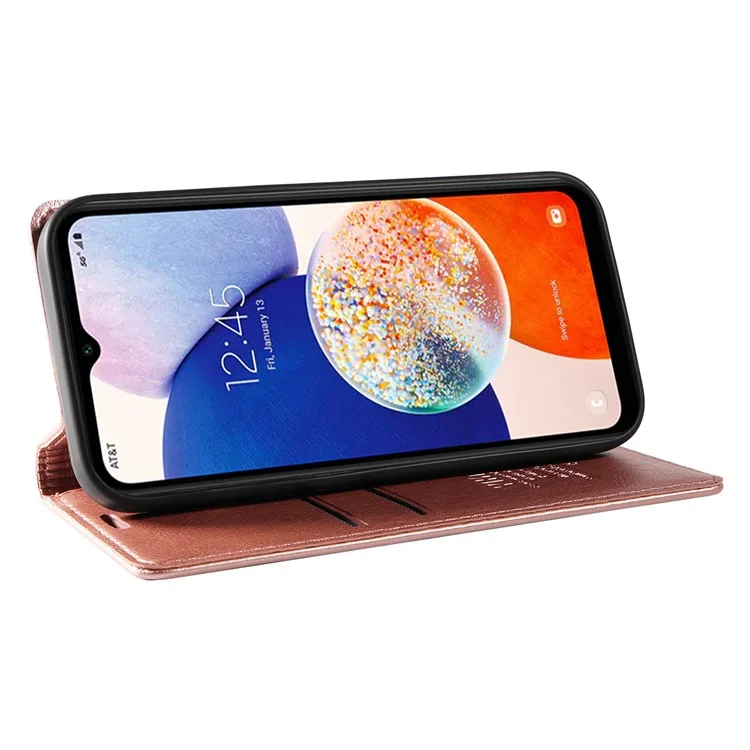 YIKATU YK-006 Für Samsung Galaxy A54 5G Hülle Magnetischer Verschluss Lederhülle mit Ständer - Roségold