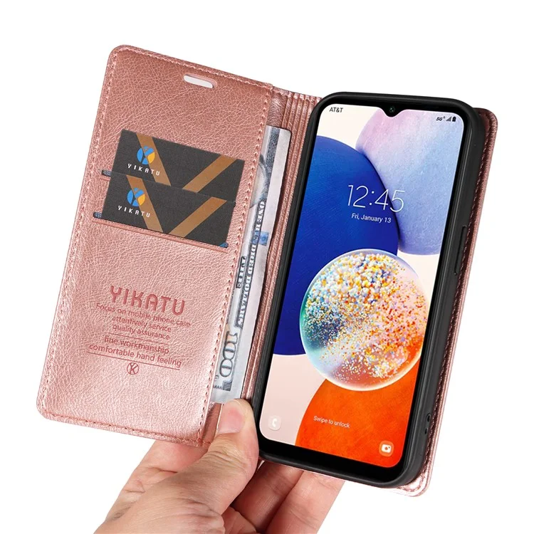 YIKATU YK-006 Für Samsung Galaxy A54 5G Hülle Magnetischer Verschluss Lederhülle mit Ständer - Roségold