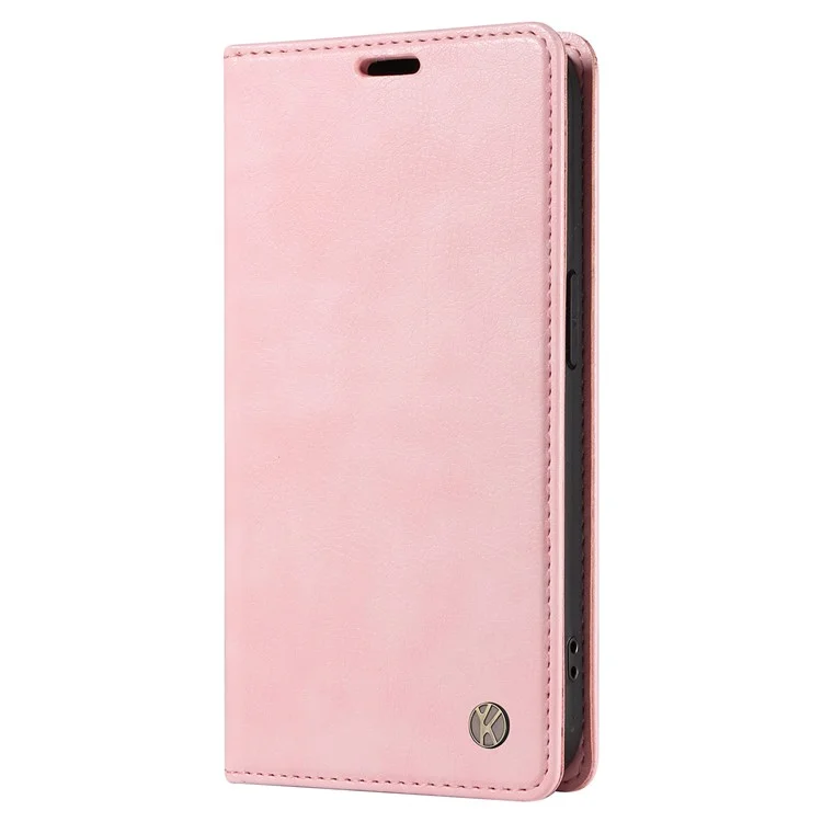 YIKATU YK-006 For iPhone 15 Pro Max Case Stand Wallet Magnetic Leather Cover Phone Shell - Pink