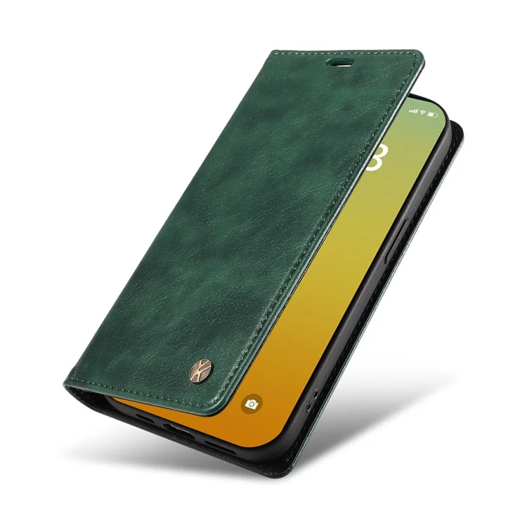 YIKATU YK-006 For iPhone 15 Pro Case Slim TPU + PU Leather Phone Shell Stand Wallet Magnetic Cover - Green
