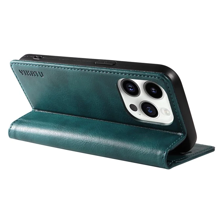 YIKATU YK-006 Funda para iPhone 14 Pro Textura de Litchi Cuero Antidesgaste Cubierta de Cartera para Teléfono - Azul