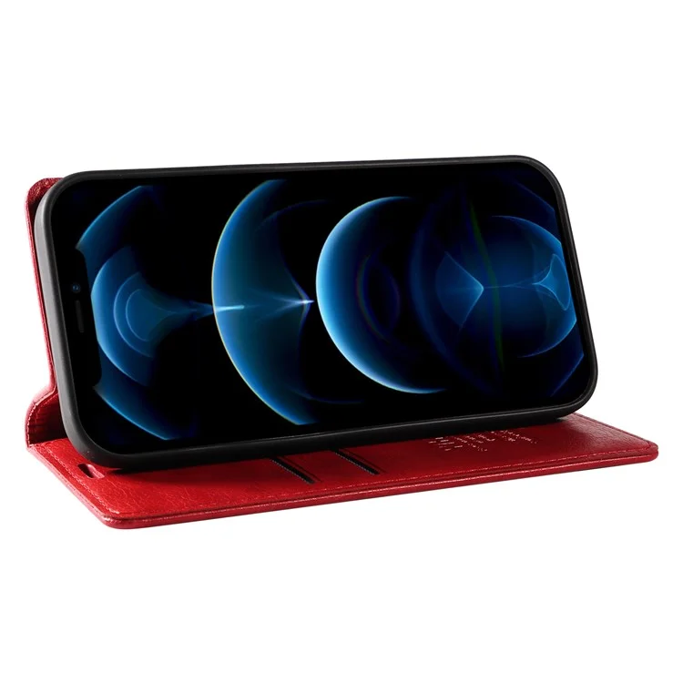 YIKATU YK-006 Pour iPhone 12 / iPhone 12 Pro 6.1 pouces Étui en cuir Fermeture magnétique Étui portefeuille pour téléphone - Rouge