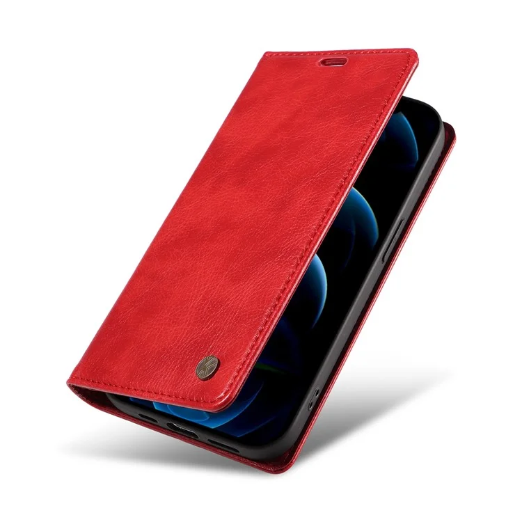 YIKATU YK-006 Pour iPhone 12 / iPhone 12 Pro 6.1 pouces Étui en cuir Fermeture magnétique Étui portefeuille pour téléphone - Rouge