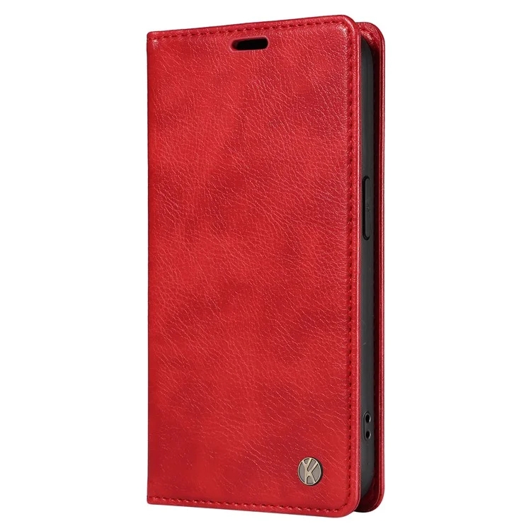 YIKATU YK-006 Pour iPhone 12 / iPhone 12 Pro 6.1 pouces Étui en cuir Fermeture magnétique Étui portefeuille pour téléphone - Rouge