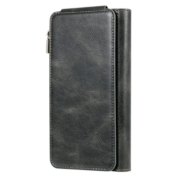 For iPhone 15 Magnetic Case Detachable PU Leather Zipper Wallet Cover - Blackish Green