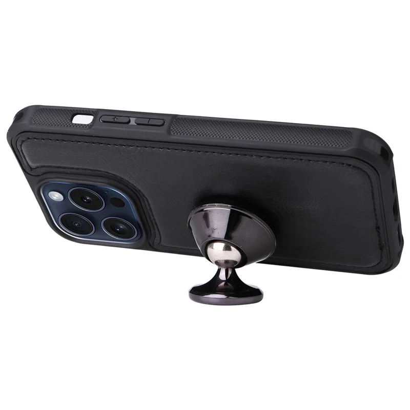 Voor iPhone 15 Pro Magnetische Case Afneembare PU Leren Zipper Portemonnee Cover - Zwart