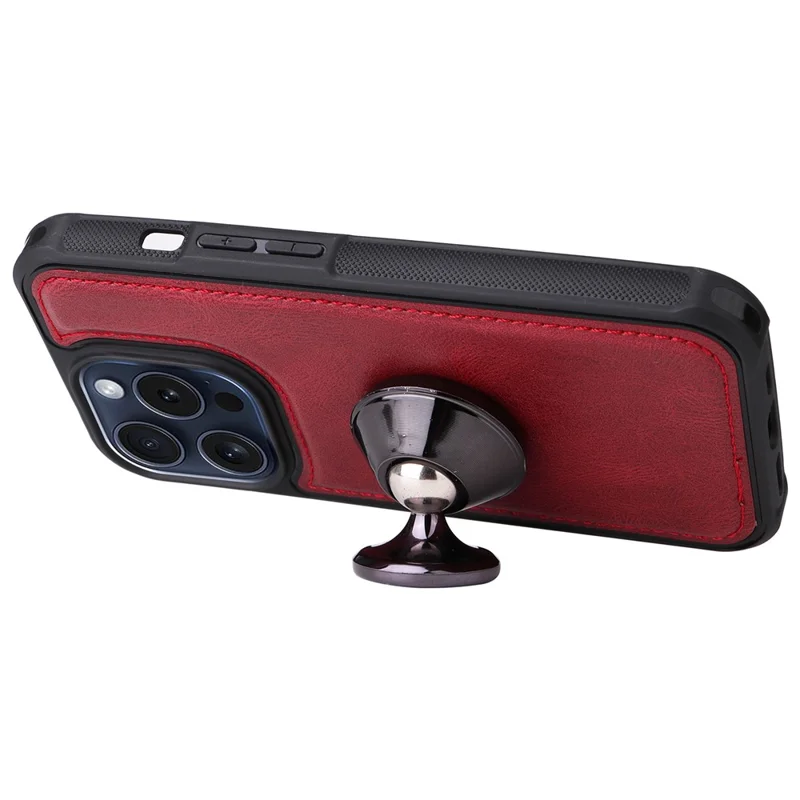 For iPhone 15 Pro Magnetic Case Detachable PU Leather Zipper Wallet Cover - Red