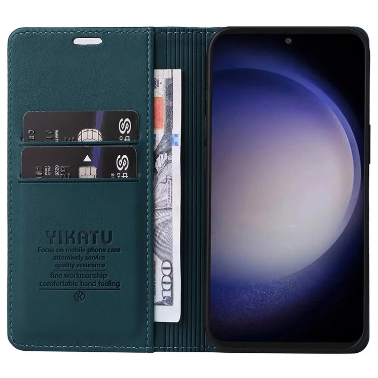 YIKATU YK-001 Pour Samsung Galaxy S23 FE Étui en cuir PU Portefeuille Support Housse de téléphone - Vert