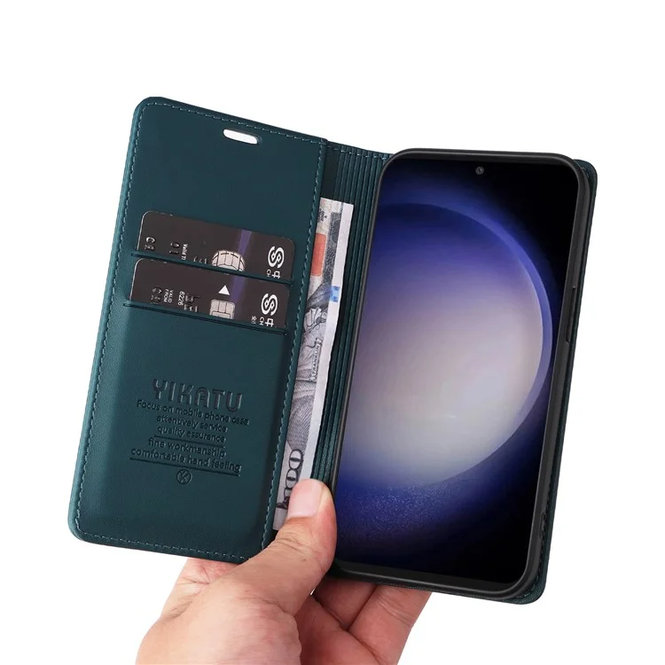 YIKATU YK-001 Pour Samsung Galaxy S23 FE Étui en cuir PU Portefeuille Support Housse de téléphone - Vert
