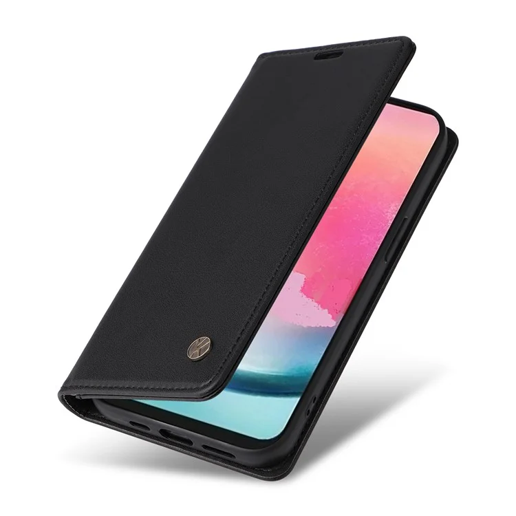 Étui YIKATU YK-001 pour Samsung Galaxy A24 4G (162,1 x 77,6 x 8,3 mm) Coque de téléphone portefeuille avec fermeture magnétique en cuir PU – Noir