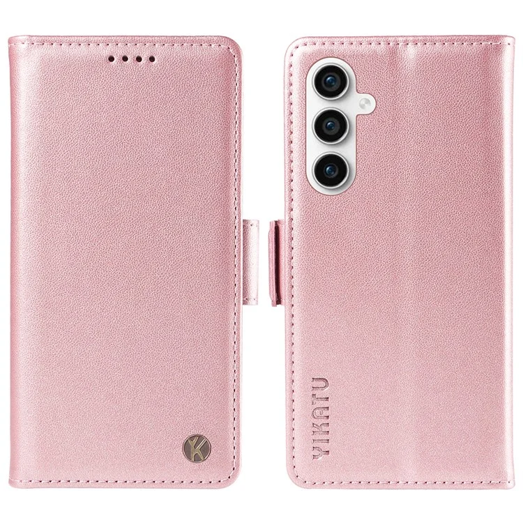 YIKATU YK-003 For Samsung Galaxy S23 FE Case Wallet Cover Magnetic Clasp PU Leather Phone Stand Shell - Rose Gold