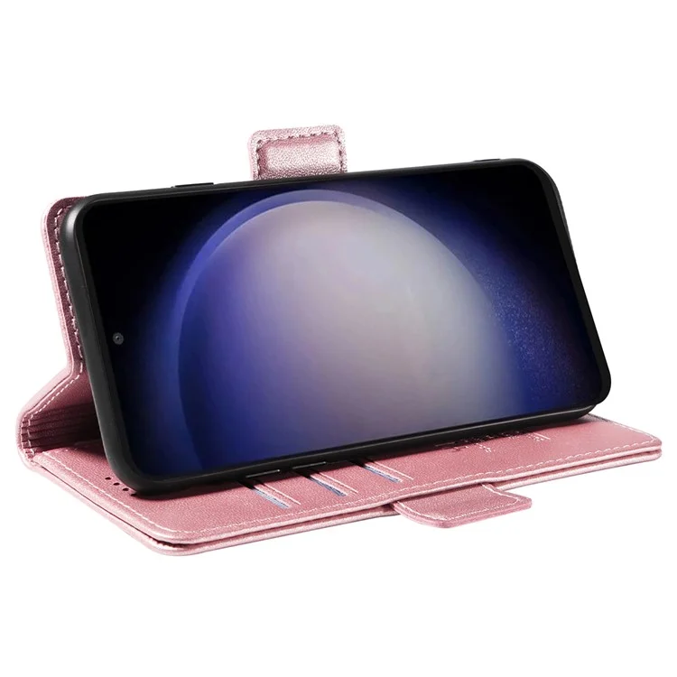 YIKATU YK-003 For Samsung Galaxy S23 FE Case Wallet Cover Magnetic Clasp PU Leather Phone Stand Shell - Rose Gold