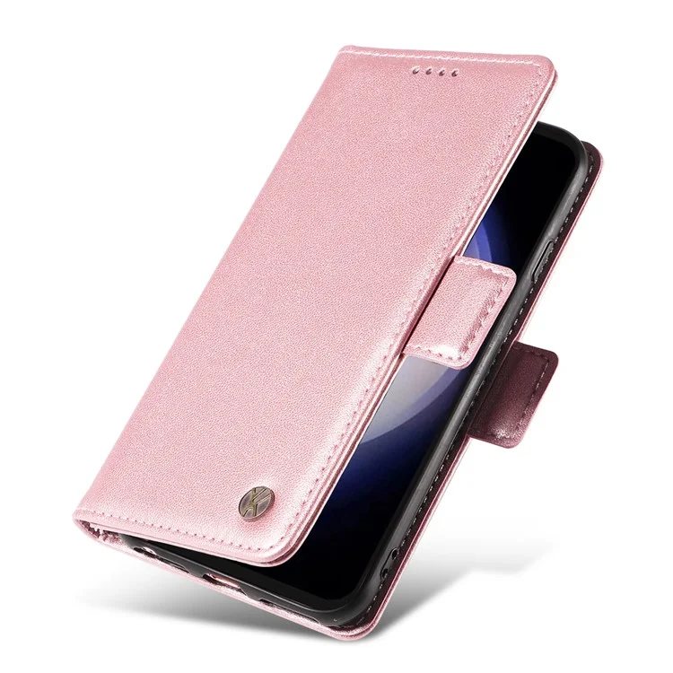 YIKATU YK-003 For Samsung Galaxy S23 FE Case Wallet Cover Magnetic Clasp PU Leather Phone Stand Shell - Rose Gold