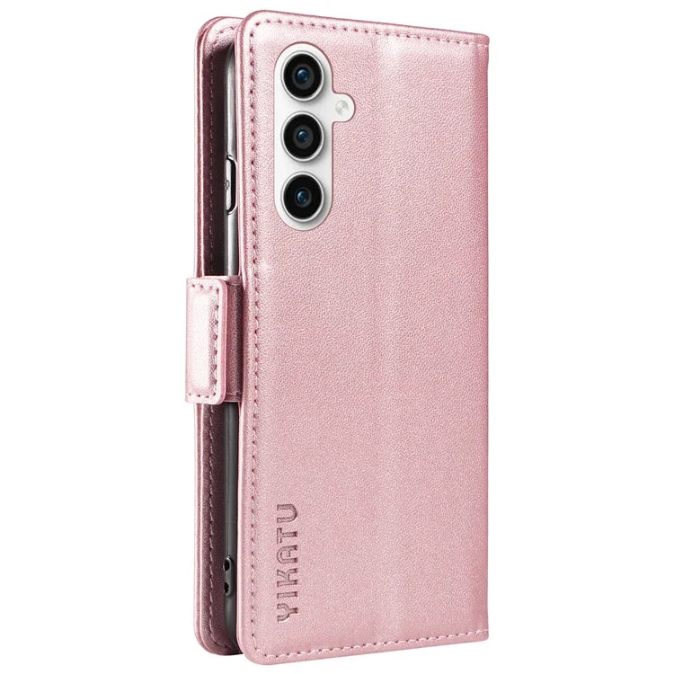 YIKATU YK-003 For Samsung Galaxy S23 FE Case Wallet Cover Magnetic Clasp PU Leather Phone Stand Shell - Rose Gold