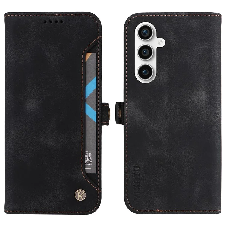 YIKATU YK-002 Per Samsung Galaxy S23 FE Case PU Pelle Stand Cover Portafoglio con Slot Esterno per Schede - Nero