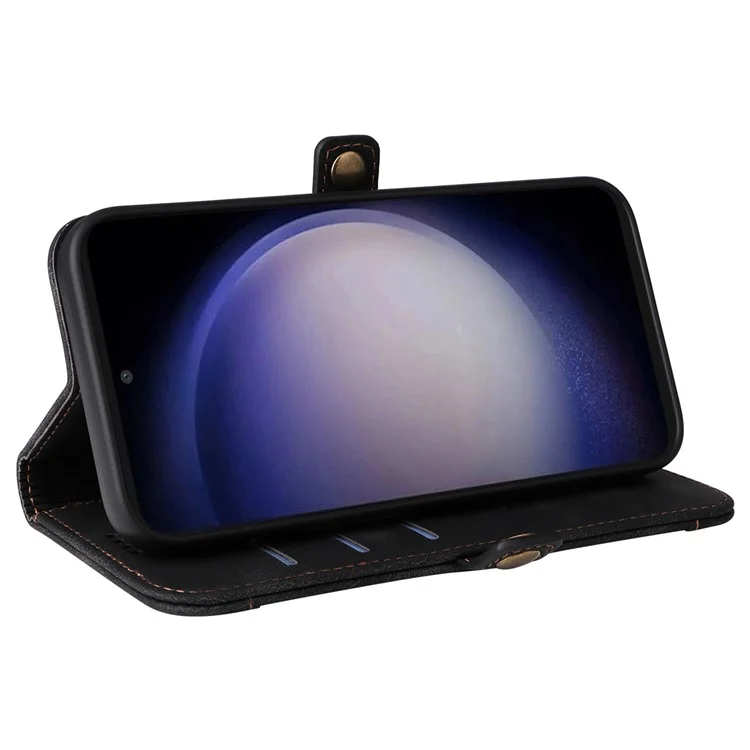 YIKATU YK-002 Per Samsung Galaxy S23 FE Case PU Pelle Stand Cover Portafoglio con Slot Esterno per Schede - Nero