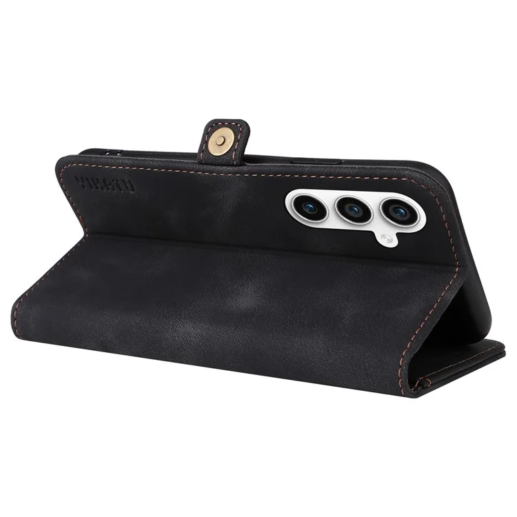 YIKATU YK-002 Per Samsung Galaxy S23 FE Case PU Pelle Stand Cover Portafoglio con Slot Esterno per Schede - Nero