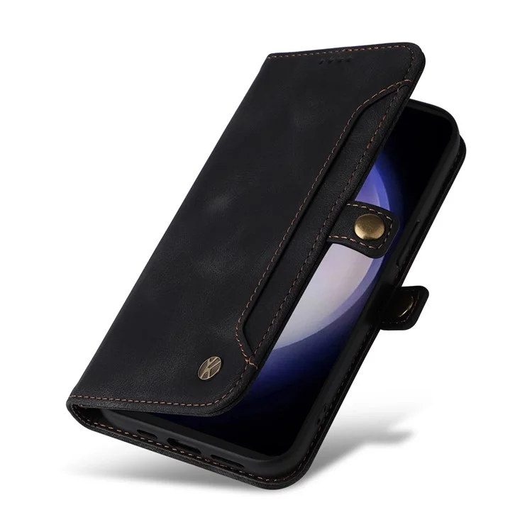 YIKATU YK-002 Per Samsung Galaxy S23 FE Case PU Pelle Stand Cover Portafoglio con Slot Esterno per Schede - Nero