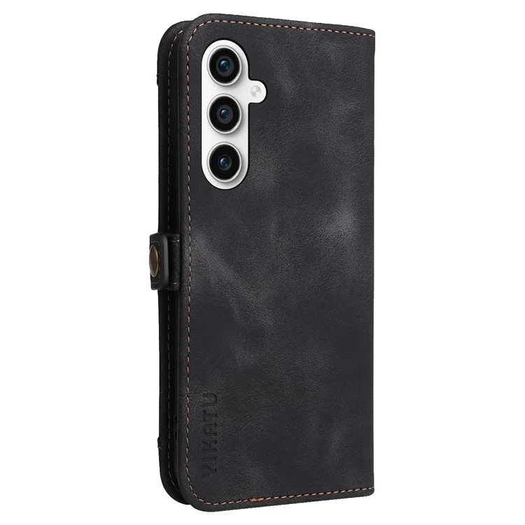 YIKATU YK-002 Per Samsung Galaxy S23 FE Case PU Pelle Stand Cover Portafoglio con Slot Esterno per Schede - Nero