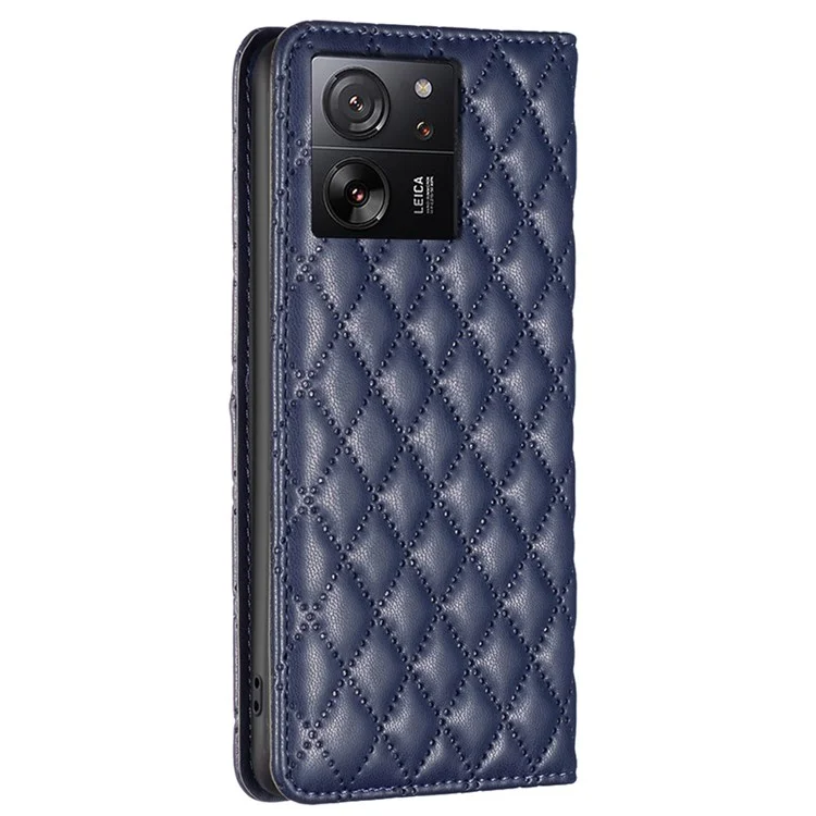 BINFEN COLOR BF Style-16 For Xiaomi 13T / 13T Pro / Redmi K60 Ultra Case PU Leather Rhombus Phone Cover - Blue