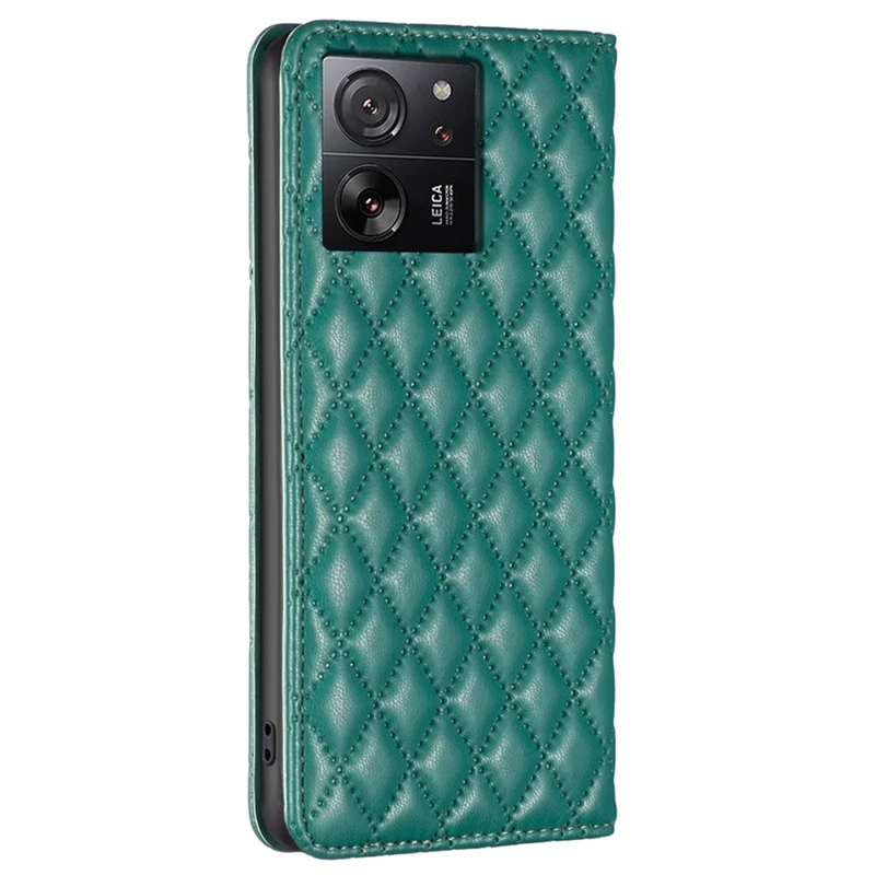 BINFEN COLOR BF Style-16 Per Xiaomi 13T / 13T Pro / Redmi K60 Ultra Case PU Leather Rhombus Phone Cover - Verde