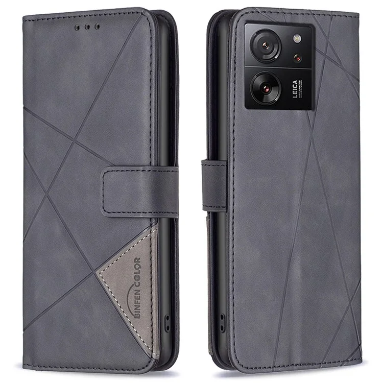 BINFEN COLOR BF05 para Xiaomi 13T / 13T Pro / Redmi K60 Ultra Funda Cartera de Piel con Tapa - Negro