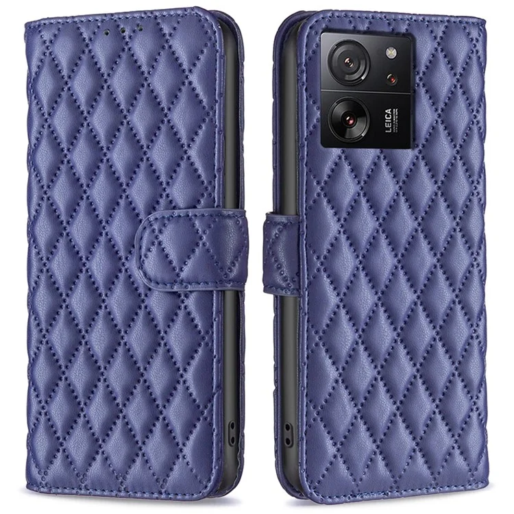 BINFEN COLOR BF Style-14 Para Xiaomi 13T / 13T Pro / Redmi K60 Ultra Capa de Carteira de Couro PU com Suporte de Telefone - Azul