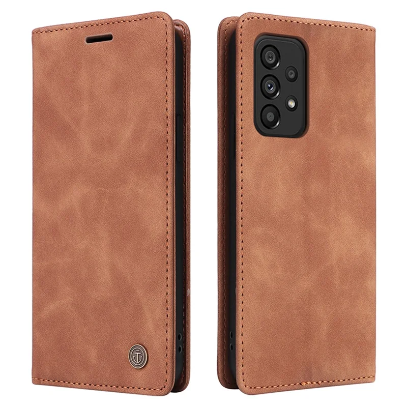 006 Series For Samsung Galaxy A53 5G Case Leather Phone Cover with Suction Cups - Brown