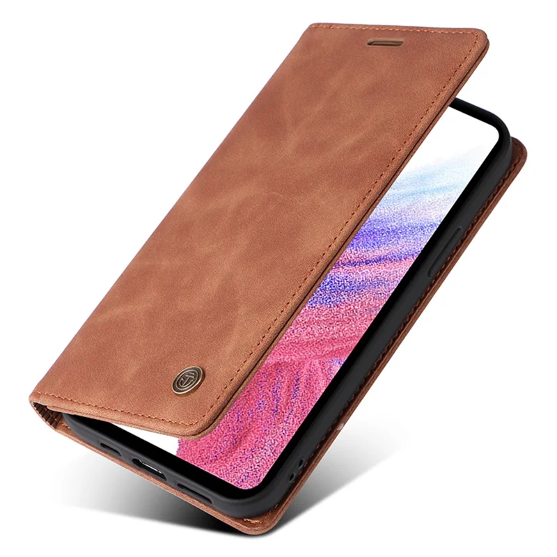 006 Series For Samsung Galaxy A53 5G Case Leather Phone Cover with Suction Cups - Brown
