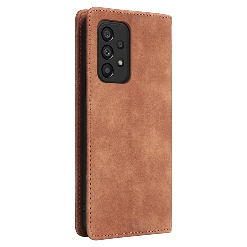006 Series For Samsung Galaxy A53 5G Case Leather Phone Cover with Suction Cups - Brown