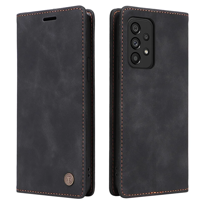 سلسلة 006 لجهاز Samsung Galaxy A33 5G غطاء جلد صناعي مع محفظة للهاتف - أسود