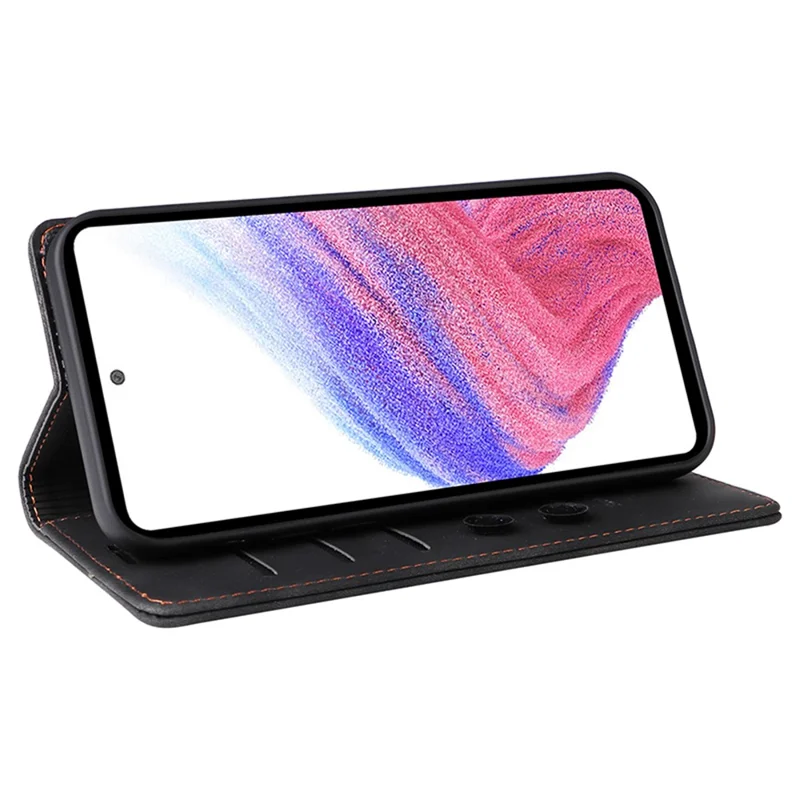 سلسلة 006 لجهاز Samsung Galaxy A33 5G غطاء جلد صناعي مع محفظة للهاتف - أسود