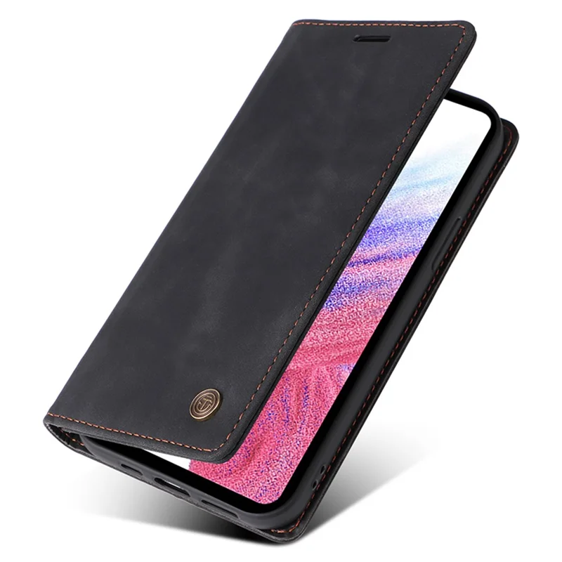 سلسلة 006 لجهاز Samsung Galaxy A33 5G غطاء جلد صناعي مع محفظة للهاتف - أسود