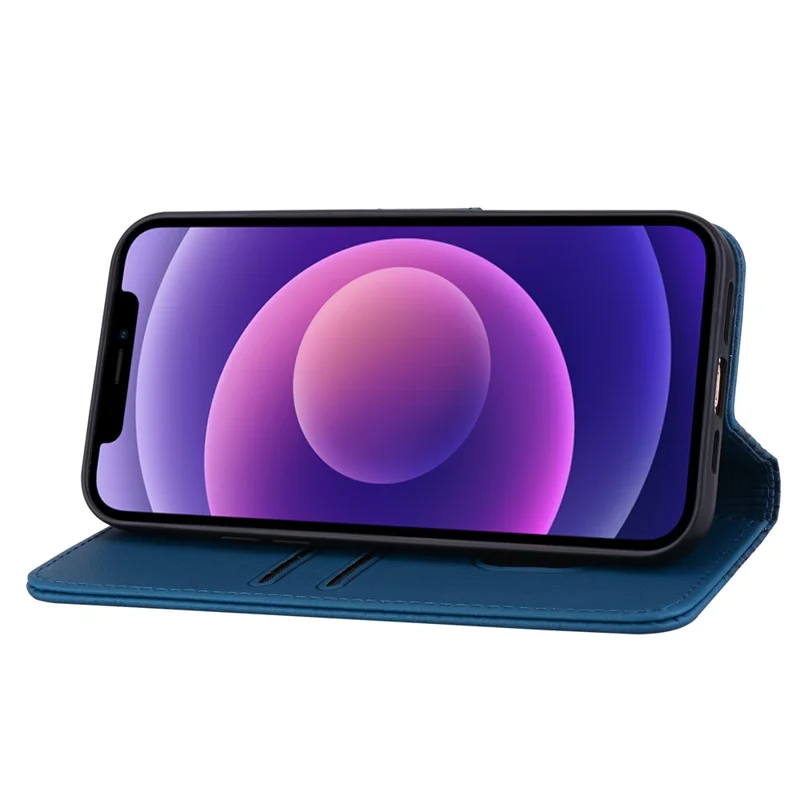 For iPhone 14 Plus Case Wallet Stand Imprinted Rhombus Phone Cover - Sapphire