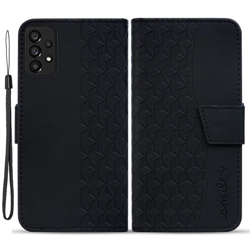 Für Samsung Galaxy A53 5G Hülle Bedrucktes Leder-Ständer-Handyhülle - Schwarz