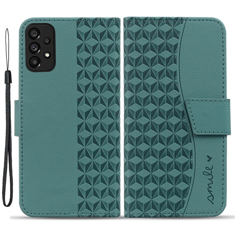 Für Samsung Galaxy A33 5G Case Wallet Eingeprägte Rautenlederhülle - Grün