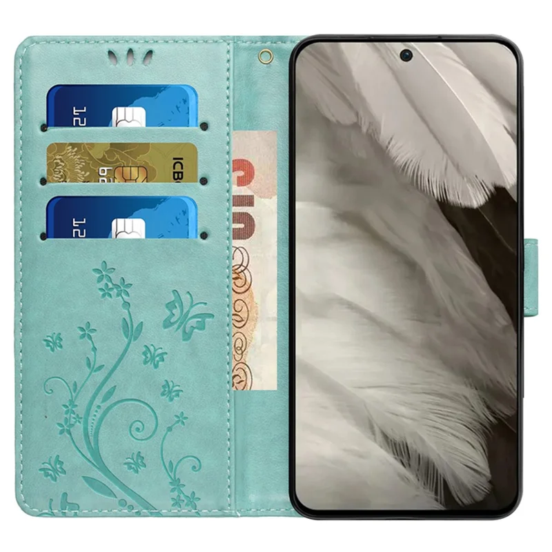 Para o Google Pixel 8 Case Butterfly Imprint Wallet Phone Leather Cover - Baby Blue