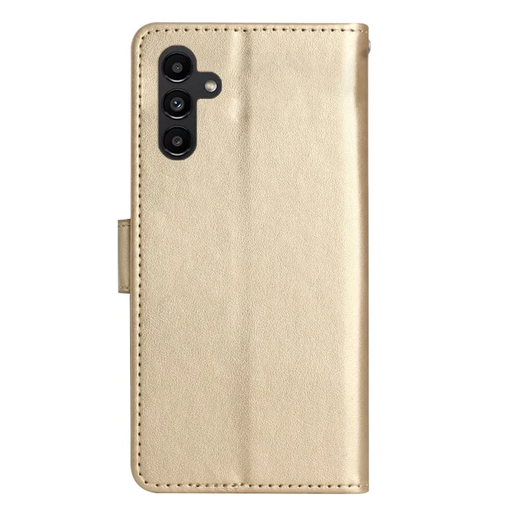 For Samsung Galaxy A15 4G Leather Case Butterfly Imprint Wallet Cover - Gold
