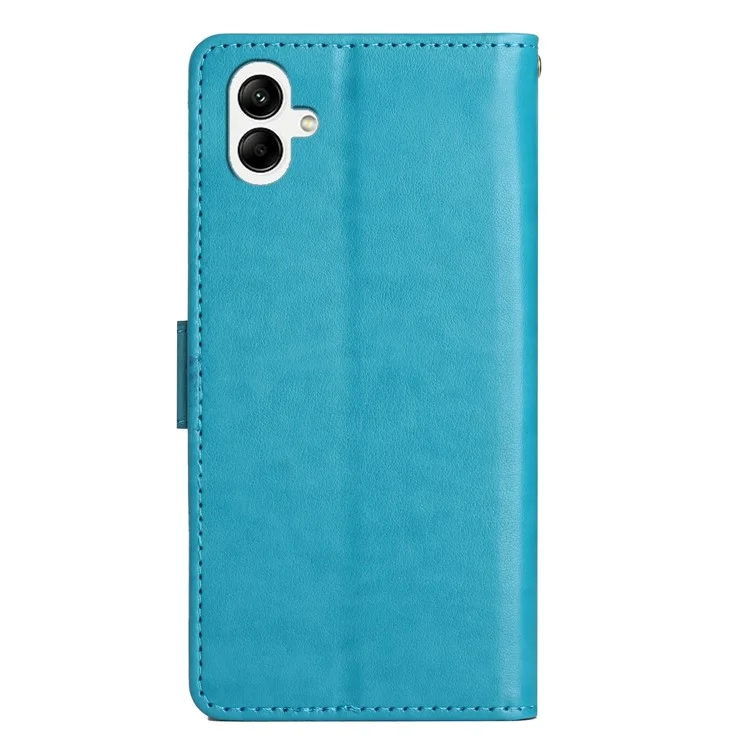 For Samsung Galaxy A05 4G Case Wallet Leather Cover with Imprinted Butterfly - Blue