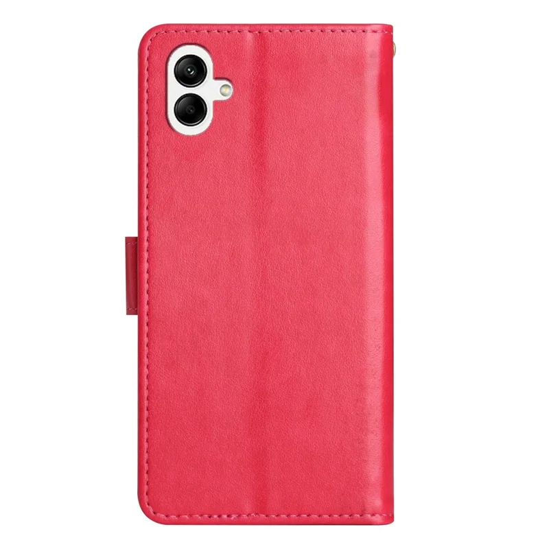 For Samsung Galaxy A05 4G Case Wallet Leather Cover with Imprinted Butterfly - Red