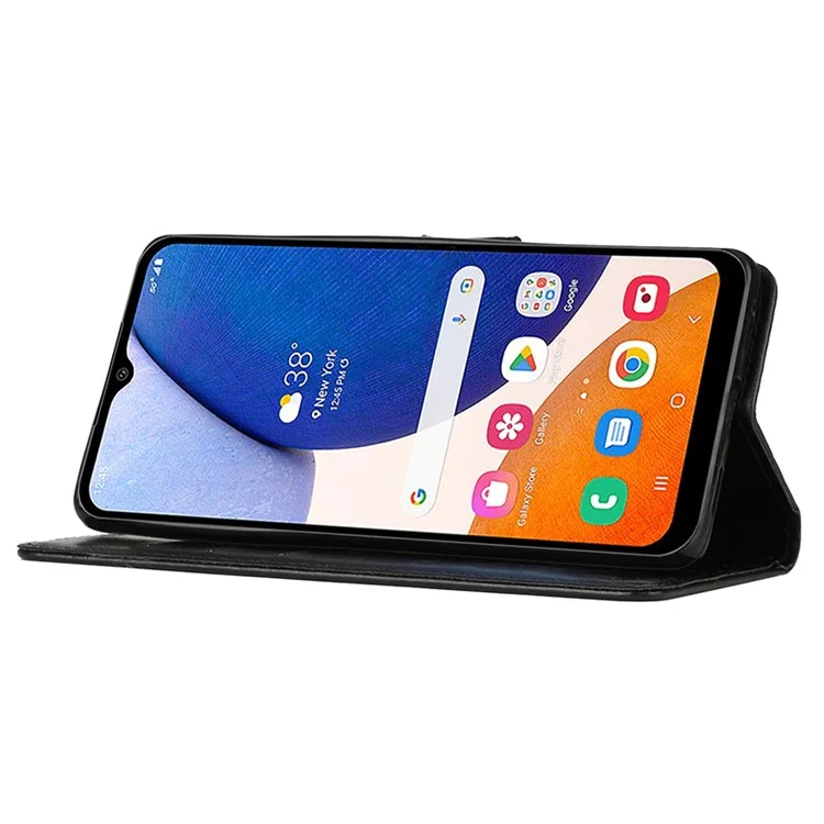 Para Samsung Galaxy A05s 4G Case Wallet Stand Butterfly Imprint Phone Cover - Preto