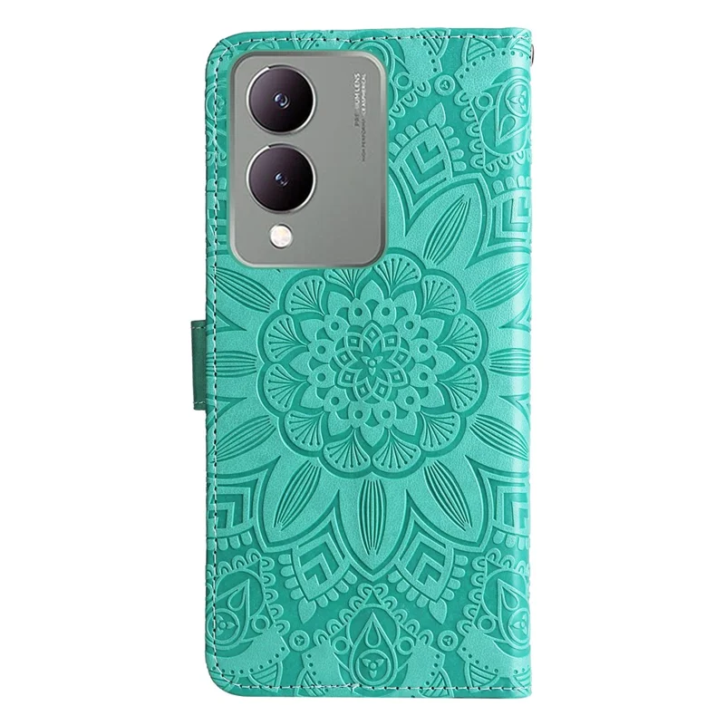 Para vivo Y17s 4G Capa Case Stand Carteira de Couro PU - Verde