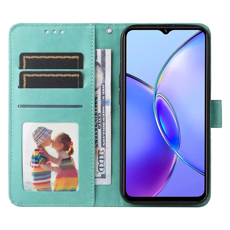 Para vivo Y17s 4G Capa Case Stand Carteira de Couro PU - Verde