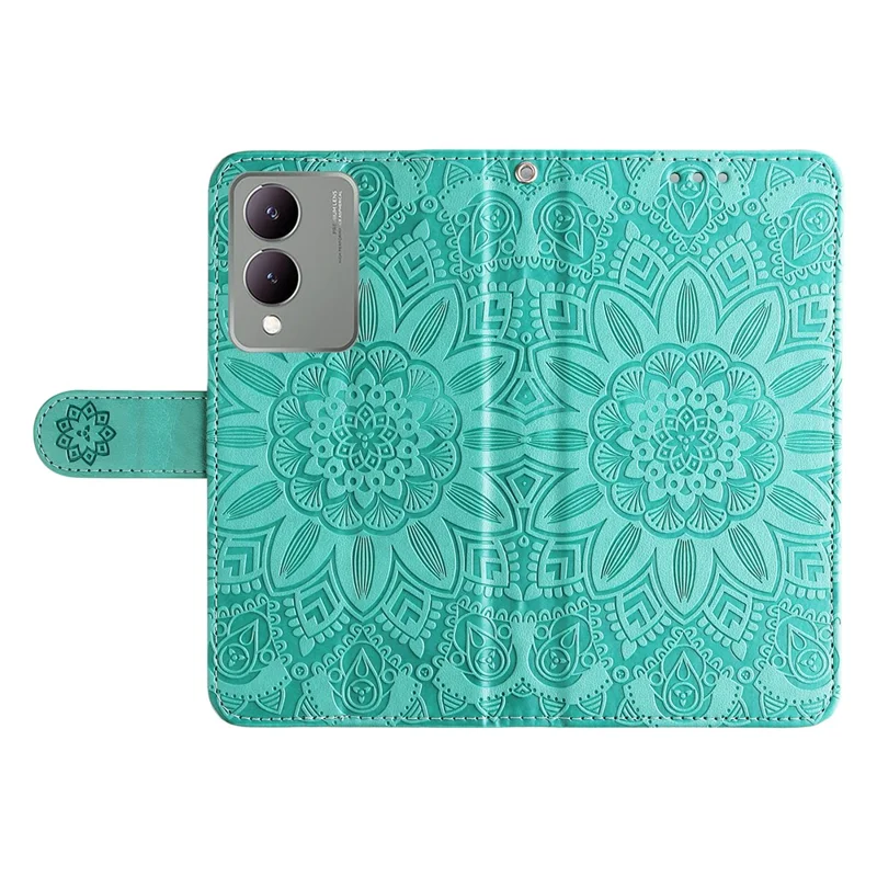 Para vivo Y17s 4G Capa Case Stand Carteira de Couro PU - Verde
