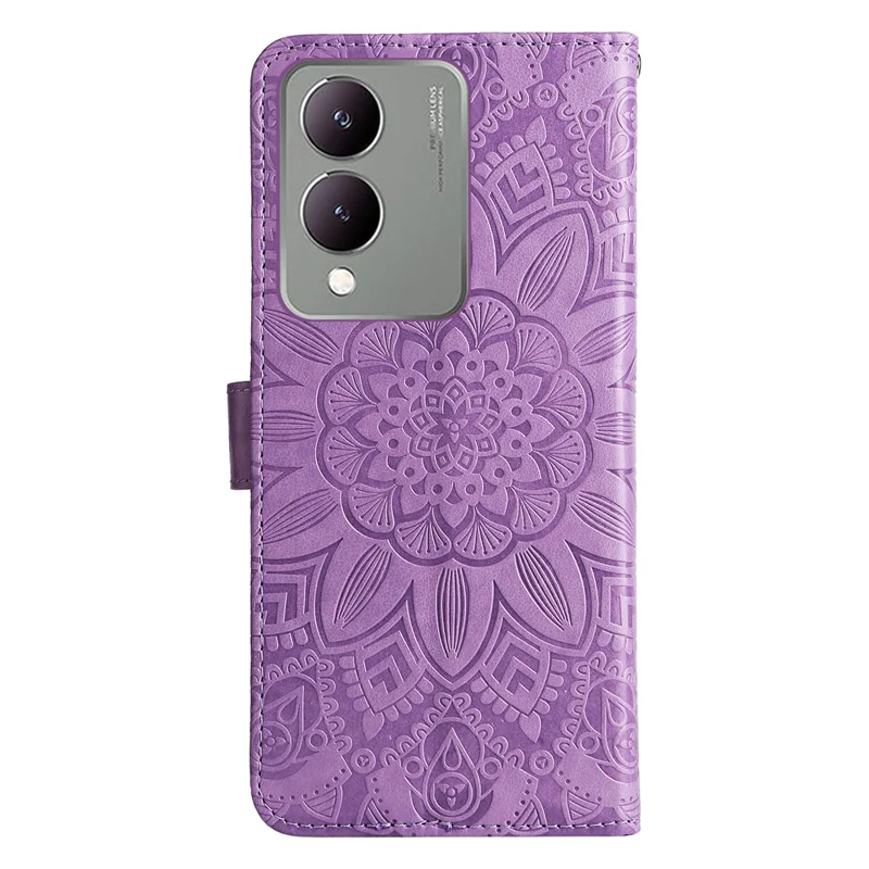 For vivo Y17s 4G Case Stand Wallet PU Leather Phone Cover - Purple