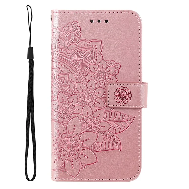 Per vivo Y17s 4G Case Flower Imprinted PU Leather Wallet Cover - Pink
