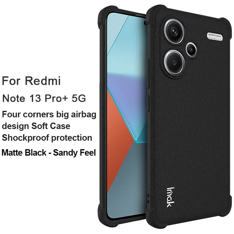 IMAK Pour Xiaomi Redmi Note 13 Pro+ Coque TPU Anti-chute Mate Housse de Téléphone - Noir