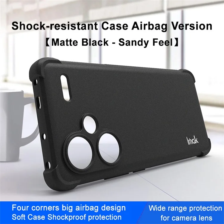 IMAK Pour Xiaomi Redmi Note 13 Pro+ Coque TPU Anti-chute Mate Housse de Téléphone - Noir